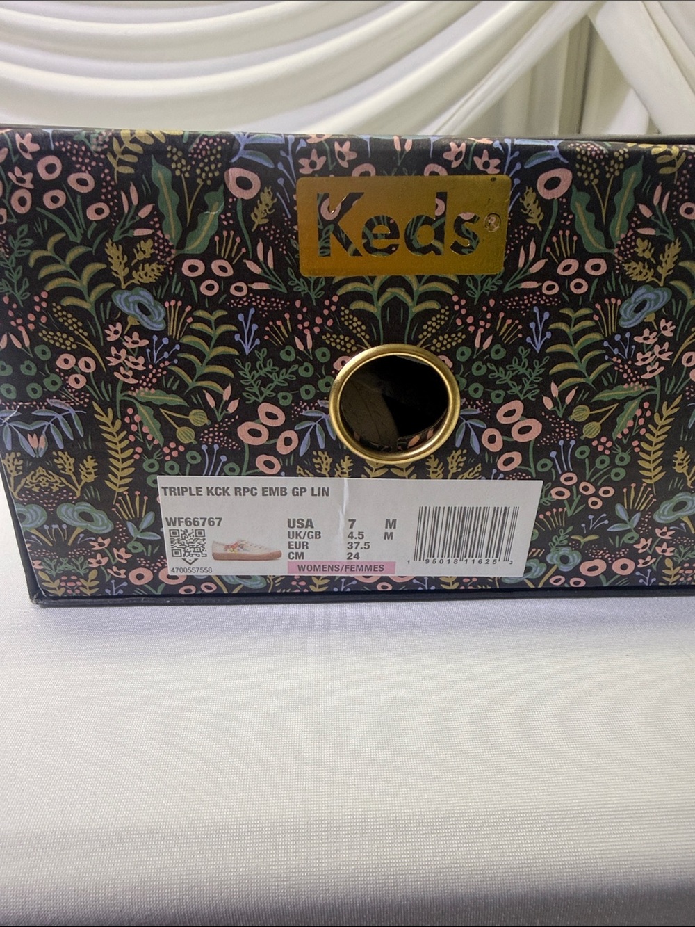 Keds x Rifle Paper Co. Cream Canvas Sneakers with Floral Embroidery (Size 7) - Picture 5 of 5
